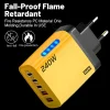 5 في 1 GaN USB C شاحن سطح المكتب 240 واط شحن سريع محول الهاتف 10A نوع C كابل آيفون سامسونج Xiaomi الاتحاد الأوروبي/الولايات المتحدة/المملكة المتحدة التوصيل شاحن